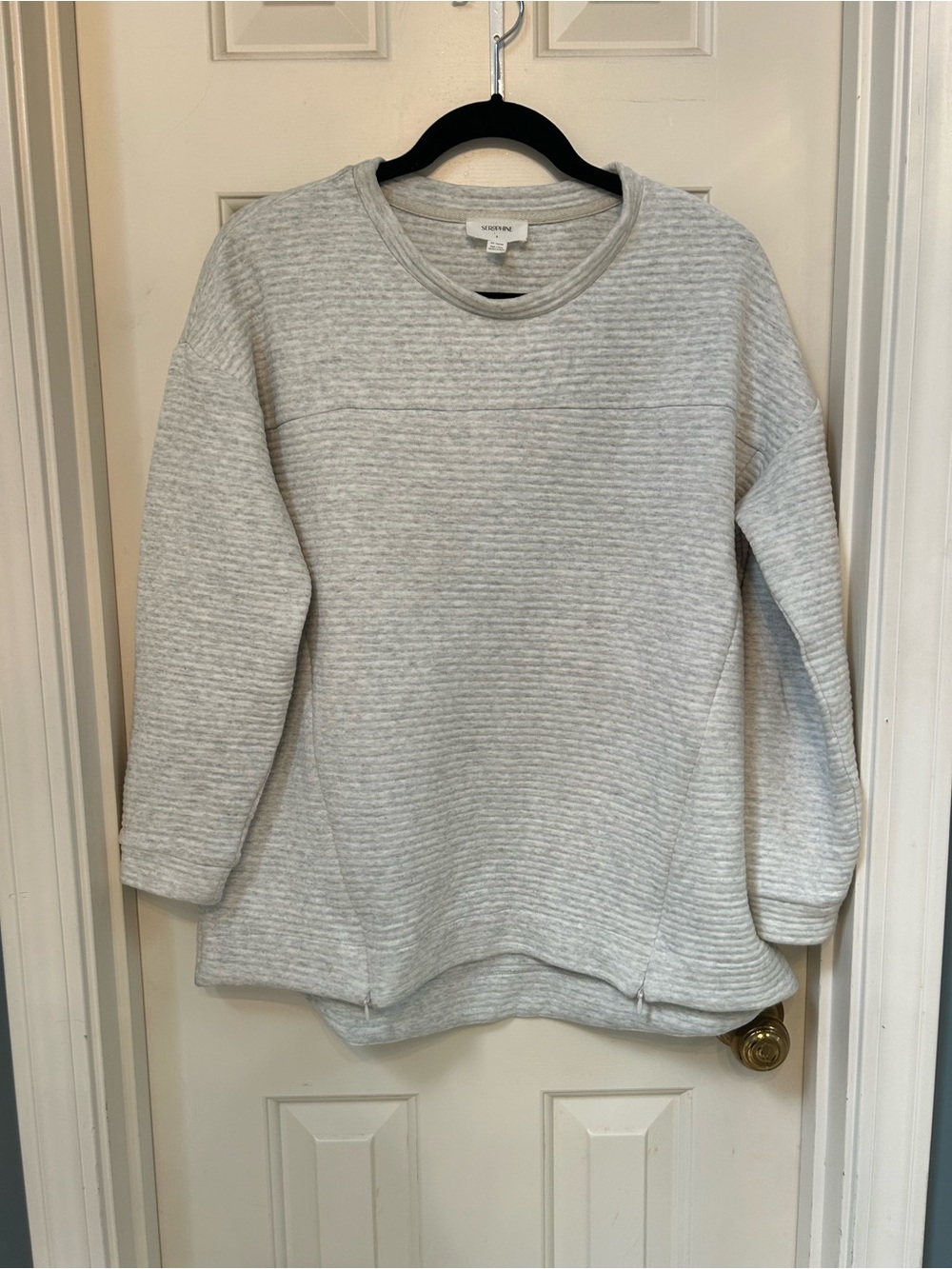 Seraphine Ribbed Sweatshirt Women’s Gray Pullover, Front Zip for Breastfeeding